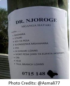 An advert from a local native doctor in Kenya