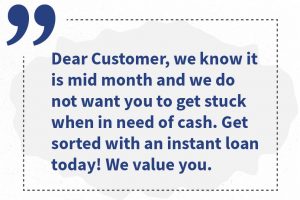 Emotive marketing messages to potential customers to persuade them to take loans